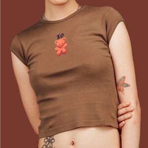 UNIF Brown XO Bear Crop Top
